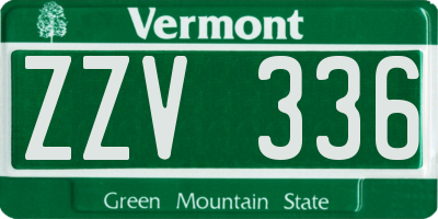 VT license plate ZZV336