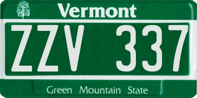 VT license plate ZZV337