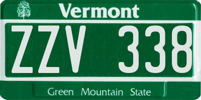 VT license plate ZZV338
