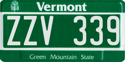 VT license plate ZZV339