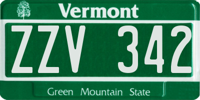 VT license plate ZZV342
