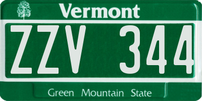VT license plate ZZV344