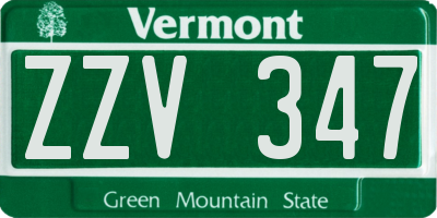 VT license plate ZZV347