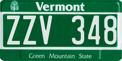 VT license plate ZZV348