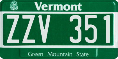 VT license plate ZZV351