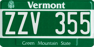 VT license plate ZZV355