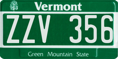 VT license plate ZZV356