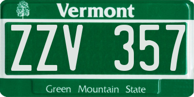 VT license plate ZZV357
