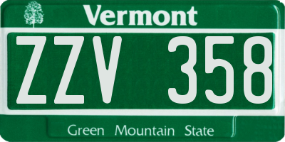 VT license plate ZZV358