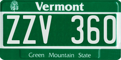 VT license plate ZZV360
