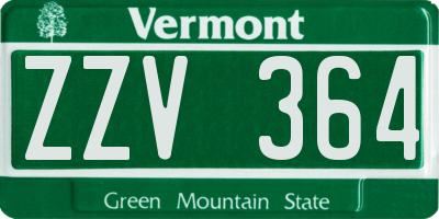 VT license plate ZZV364
