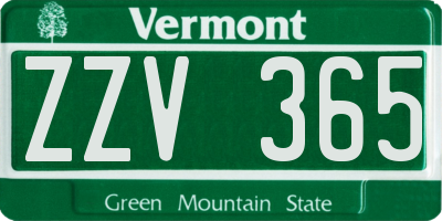 VT license plate ZZV365