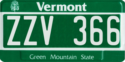 VT license plate ZZV366