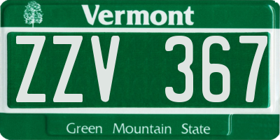 VT license plate ZZV367