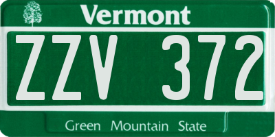VT license plate ZZV372