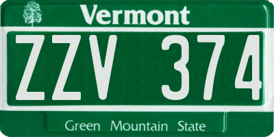 VT license plate ZZV374
