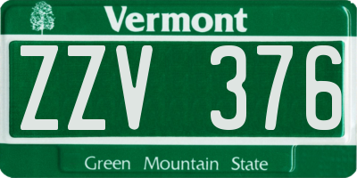 VT license plate ZZV376