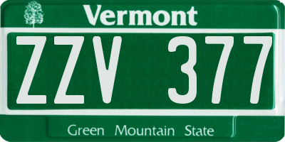 VT license plate ZZV377