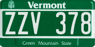 VT license plate ZZV378
