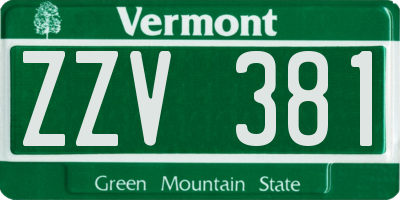 VT license plate ZZV381