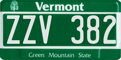 VT license plate ZZV382