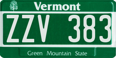 VT license plate ZZV383