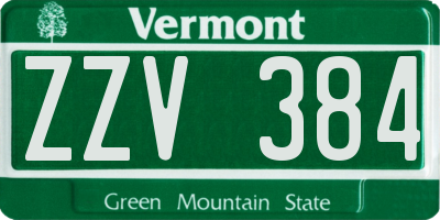 VT license plate ZZV384