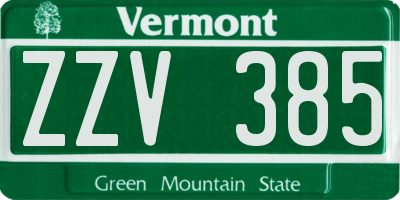 VT license plate ZZV385