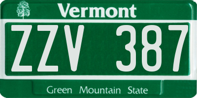 VT license plate ZZV387