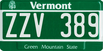 VT license plate ZZV389