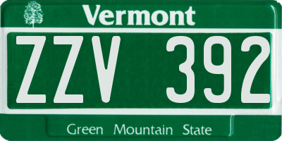 VT license plate ZZV392