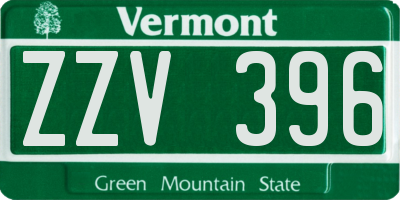 VT license plate ZZV396