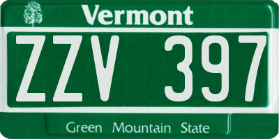 VT license plate ZZV397