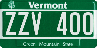 VT license plate ZZV400