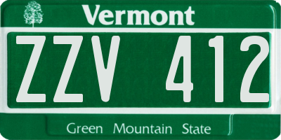 VT license plate ZZV412