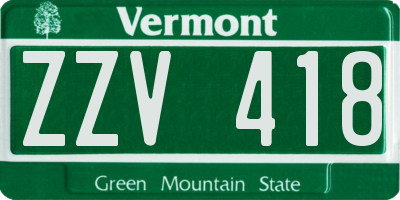 VT license plate ZZV418