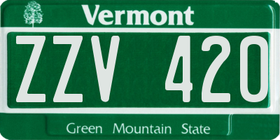 VT license plate ZZV420