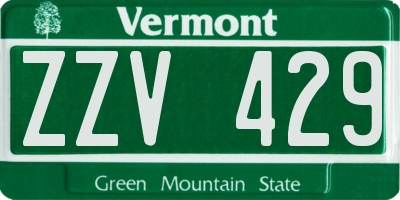 VT license plate ZZV429