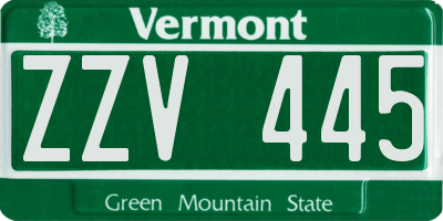VT license plate ZZV445