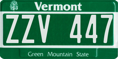 VT license plate ZZV447