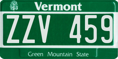 VT license plate ZZV459