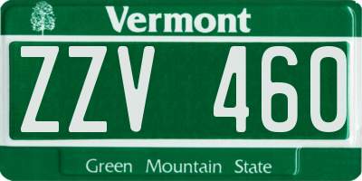 VT license plate ZZV460