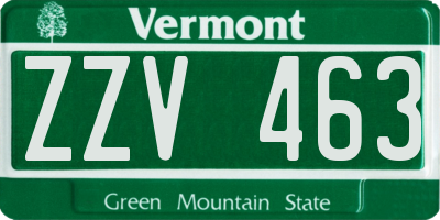 VT license plate ZZV463