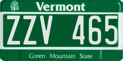 VT license plate ZZV465