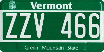 VT license plate ZZV466