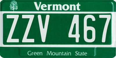 VT license plate ZZV467