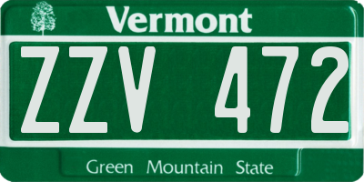 VT license plate ZZV472