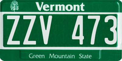 VT license plate ZZV473