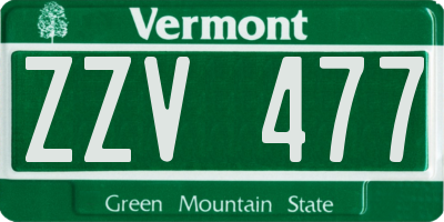 VT license plate ZZV477