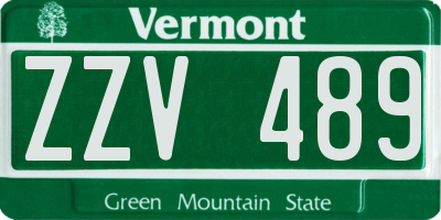 VT license plate ZZV489